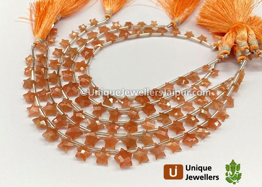 Rhodochrosite Faceted Star Beads